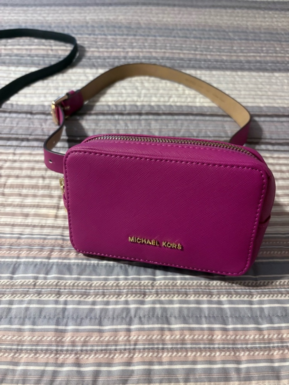 Michael Kors Fuchsia Saffiano Leather Crossbody Camera Bag